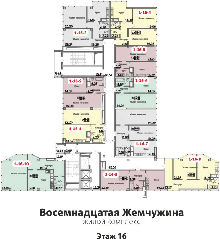 Кадорр, 18 Жемчужина, Планировка этаж 16