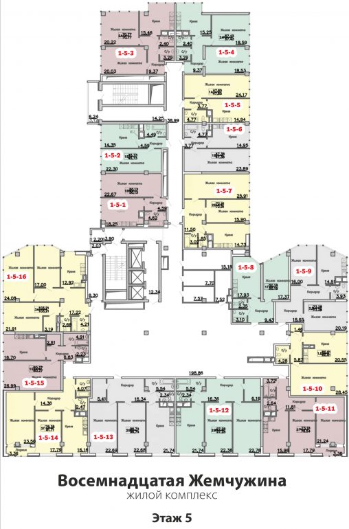 Кадорр, 18 Жемчужина, Планировка этажей 5-8