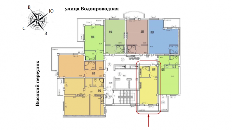 ЖК Одесский двор Смарт 28,49 Расположение на этаже