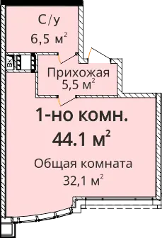 Однокомнатная квартира · ЖК 4 сезона