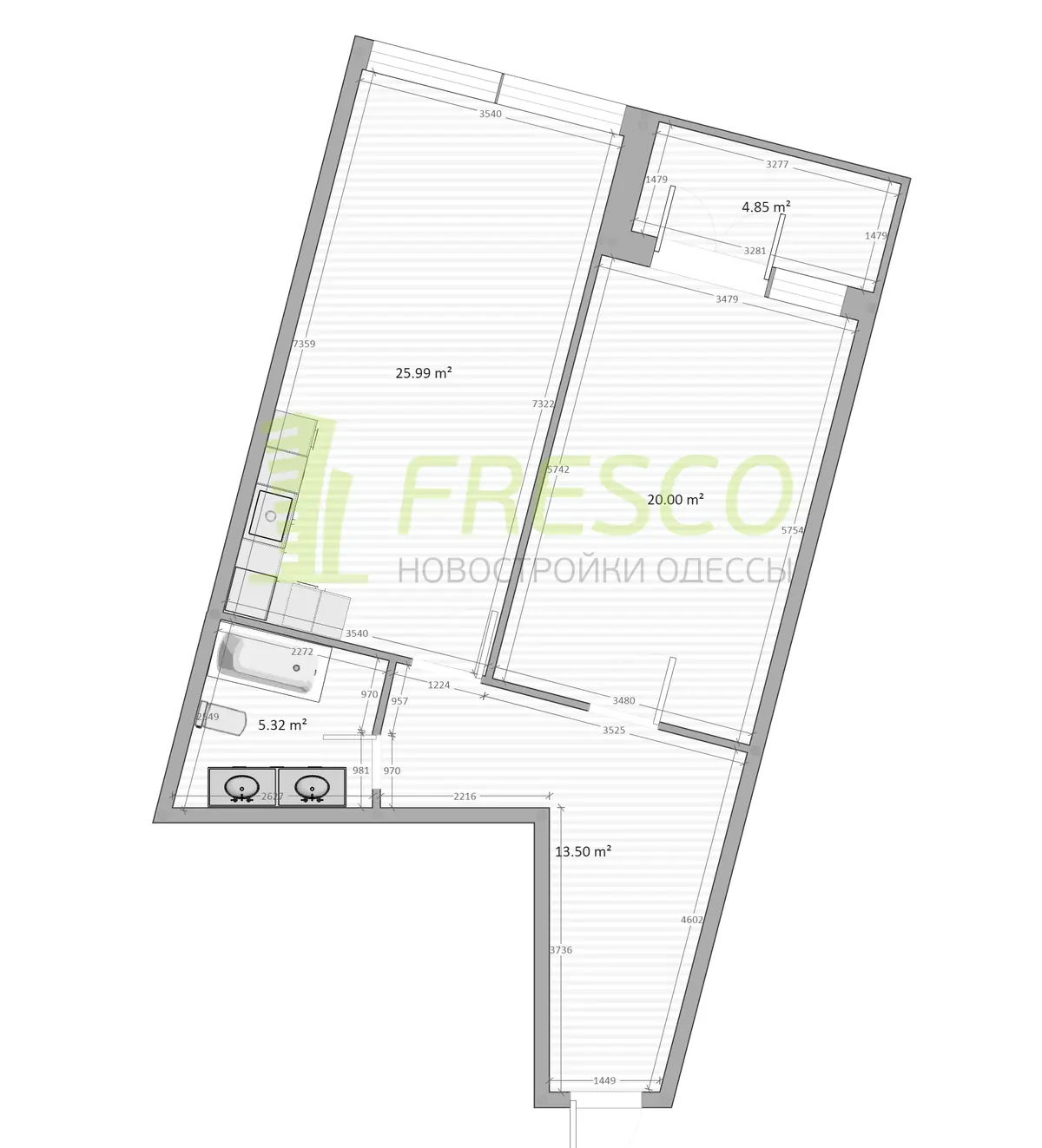 1-room apartments · 67.8 m² · Kandinsky Residence