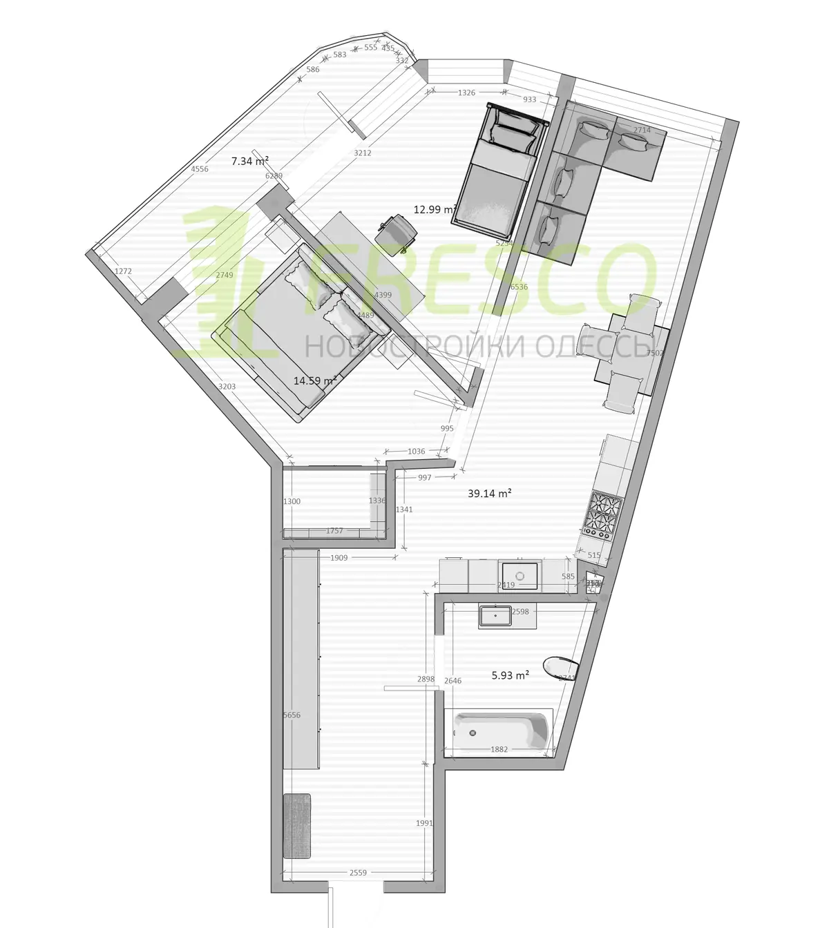 2-room apartments · 78.9 m² · Kandinsky Residence