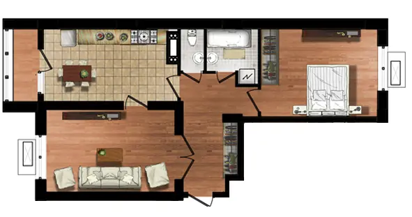 2-room apartment · 64.4 m² · Aquamarine