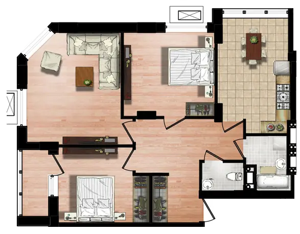 2-room apartment · 69.45 m² · Aquamarine