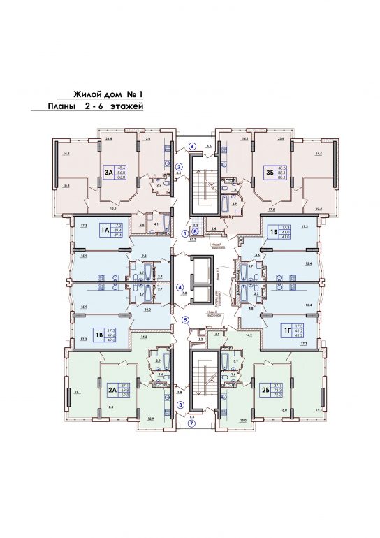 ЖК Sun City Планировка 2-6 этажа