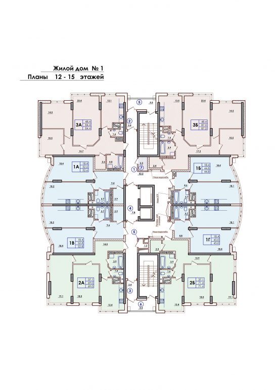ЖК Sun City Планировка 12-15 этажа