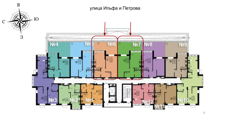 ЖК Маршал Сити 5 секция Однкомнатная Площадь 55 кв.м Расположение на этаже