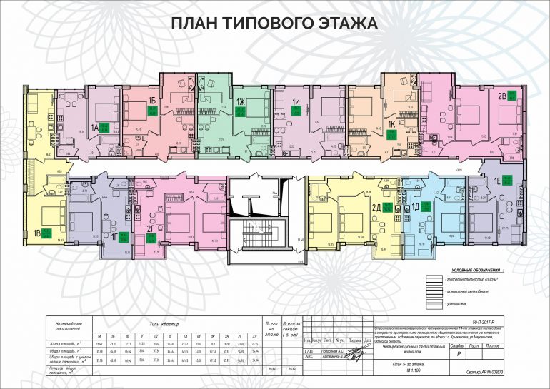 ЖК Приморские Сады Секция 2 Планировка типового этажа