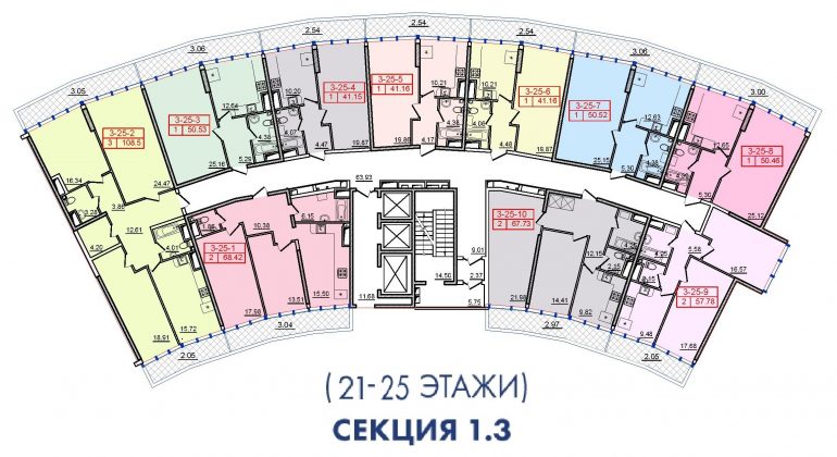 36 Жемчужина 3 Секция План 21-25 этажей