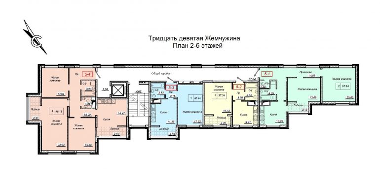 ЖК 39 Жемчужина / План 2-6 этажей