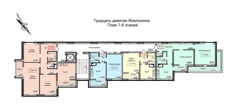ЖК 39 Жемчужина / План 7-8 этажей