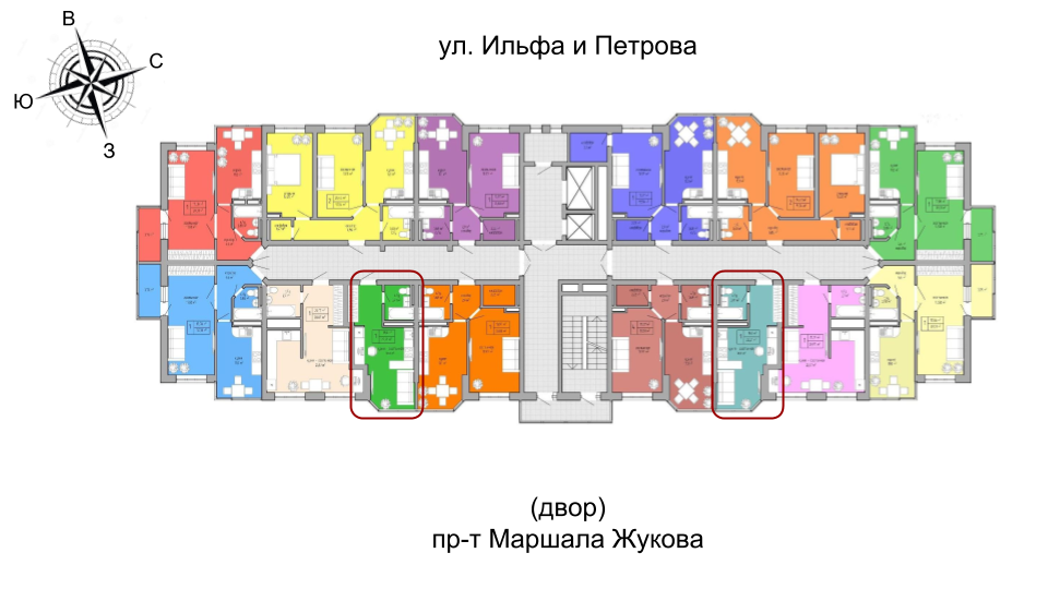 22,21 кв.м. жк акварель третья секция квартира-студия расположение на этаже
