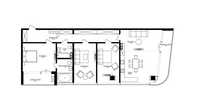 3-room apartments · 122.5 m² · Kandinsky Residence