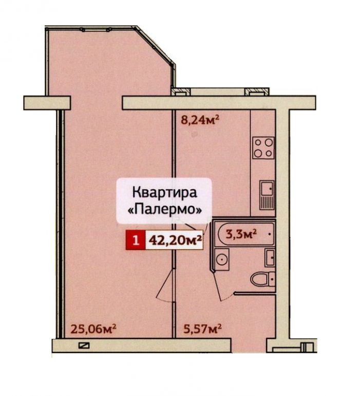 43,7 кв.м. жк набережный квартал крыжановка планировка