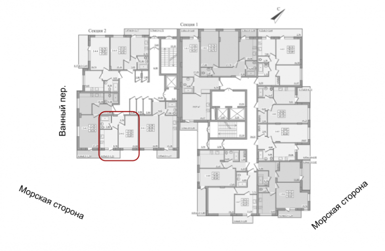 32,85 кв.м ЖК Platinum Residence однокомнатная расположение на этаже