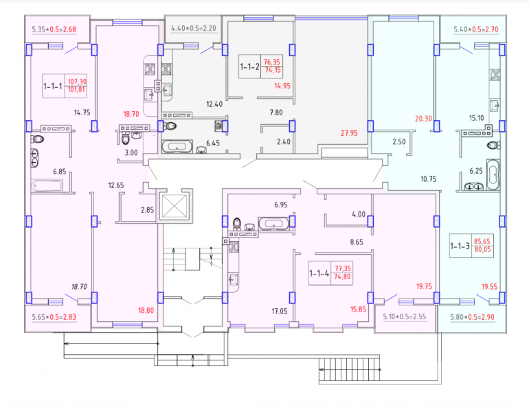 ЖК SMART CITY (Смарт Сити) 1 секция ЭЛИТ 1-4 этаж