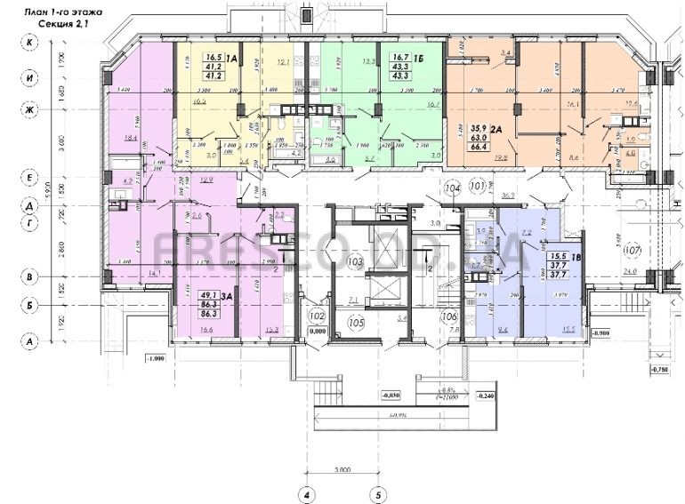 ЖК RealPark (Реал Парк) секция 2.1 план 1 этажа