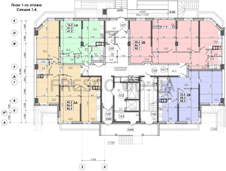 ЖК RealPark (Реал Парк) план 1 этажа секция 1.4