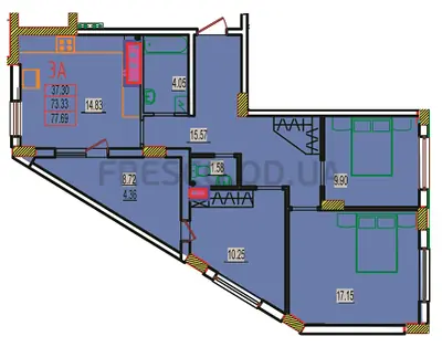 Three-bedroom · 77.69 m² · RosenTal