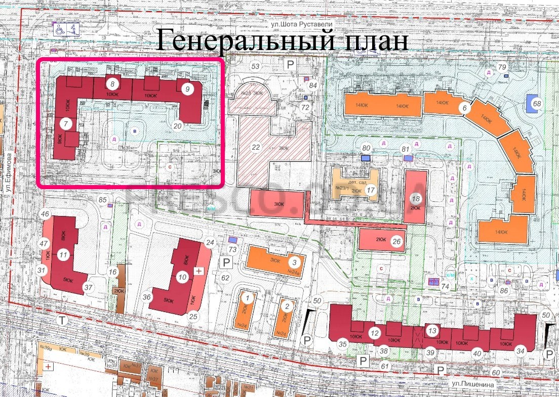 ЖК на Ефимова генплан