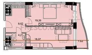 Однокімнатна квартира · 56.18 м² · Unity Towers