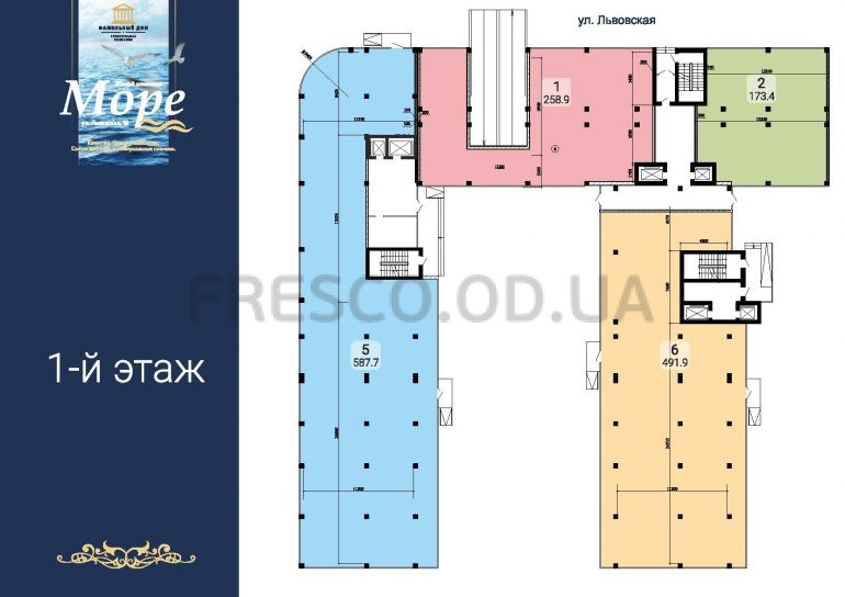 ЖК Море секции 1,3,4 план 1 этажа