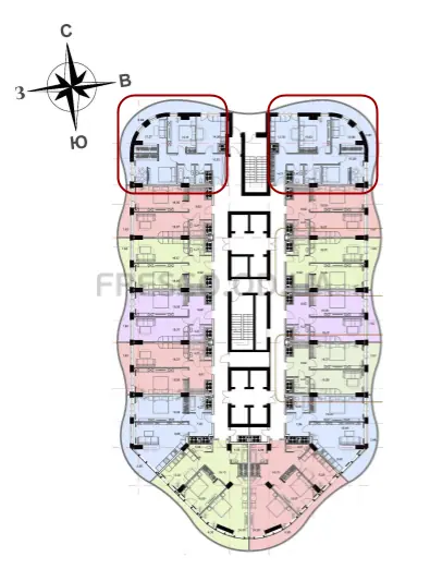 86,9 кв.м ЖК Unity Towers (Юнити Тауэрс). трехкомнатная. расположение на этаже