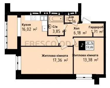 Двухкомнатная квартира · ЖК Sea Town