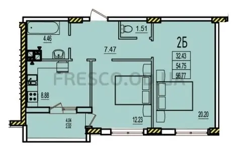 2-room apartment · 57.6 m² · RosenTal