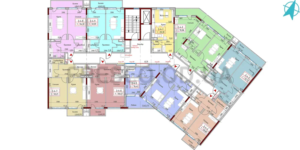 ЖК MARINIST residence (Маринист Резиденс) 2 секция план 4 этажа