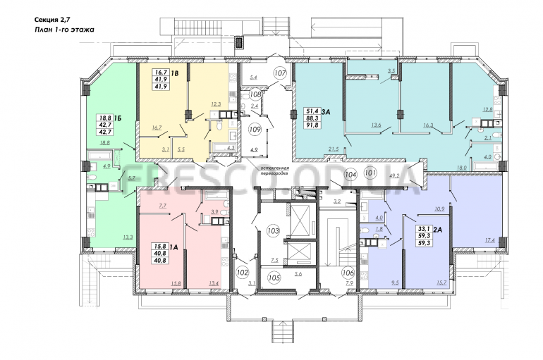 ЖК RealPark (Реал Парк) секция 2.7 план 1-го этажа