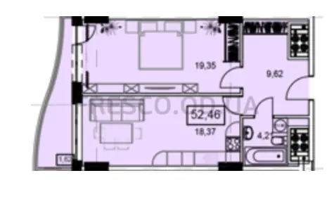 Однокомнатная квартира · 56.14 м² · Unity Towers