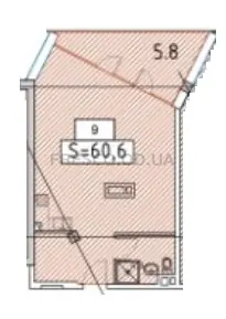 Однокомнатная · 60.6 м² · M1 Club Apartments