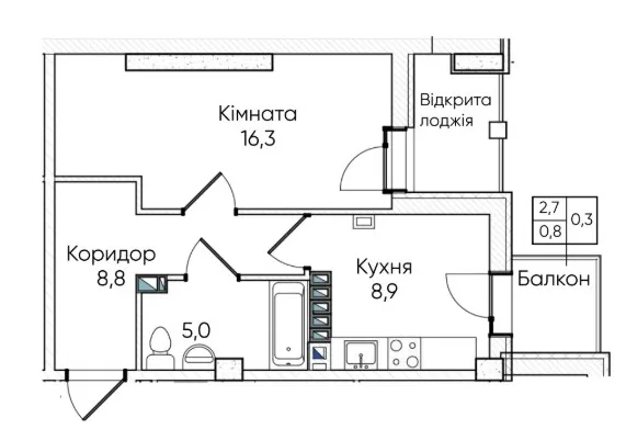 Однокомнатная квартира · 41.8 м² · ЖК Гринвич Парк