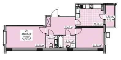 Двухкомнатная квартира · 56.5 м² · ЖК Одесские Традиции на Старосенной