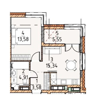 Однокомнатная квартира · 42.18 м² · Платинум Сити