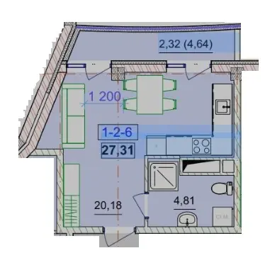 Студия · 27.31 м² · Unity Towers