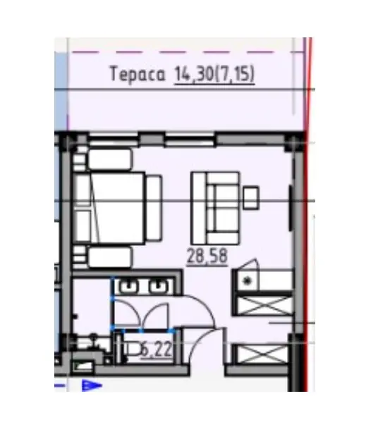 Однокомнатные апартаменты · 41.95 м² · MIY by Five Forces