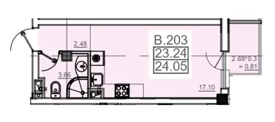 Студия · 24.05 м² · Пространство на Донского