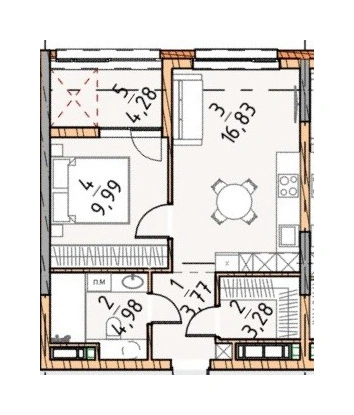 Однокомнатная квартира · 42.32 м² · Платинум Сити