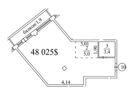 2-room apartment · 56.5 m² · Crystal Lux