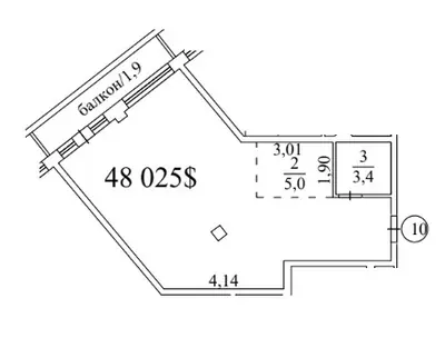 Двухкомнатная · 56.5 м² · ЖК Кристал Люкс