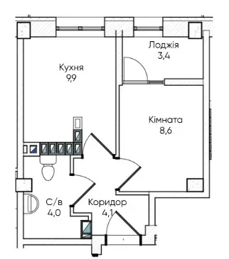 Студия · 29.9 м² · ЖК Гринвич Парк