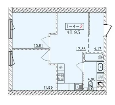 Однокомнатная · 49.92 м² · ЖК 64 Жемчужина