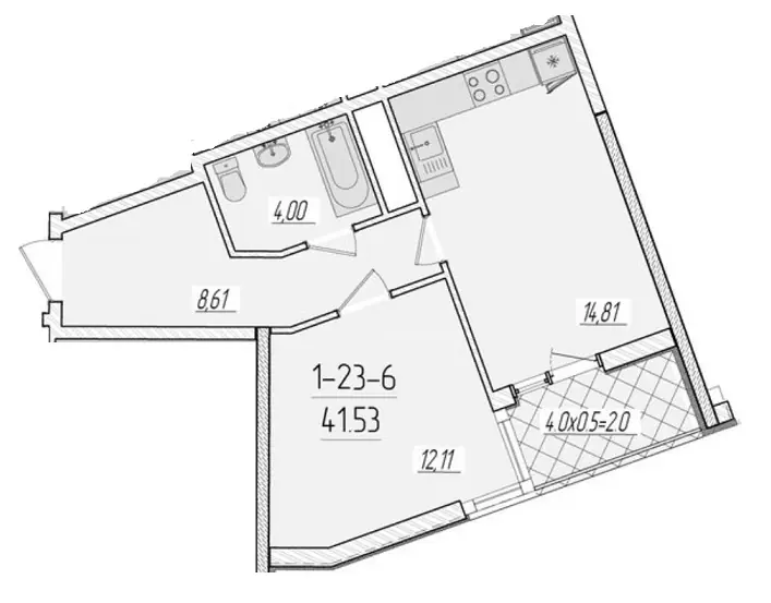 Однокомнатная квартира · 40.5 м² · ЖК 66 Жемчужина