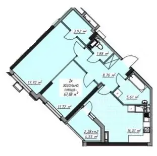 Двухкомнатная квартира · 67.88 м² · ЖК Одесские Традиции на Старосенной