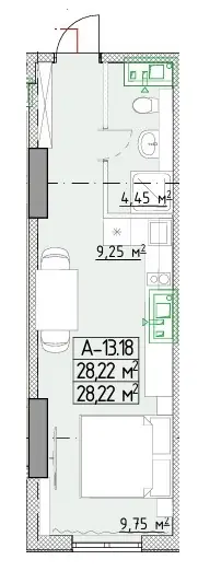 Студия · 28.22 м² · ЖК ЭЛЛАДА