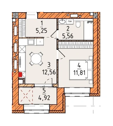 Однокомнатная квартира · 40.1 м² · Платинум Сити