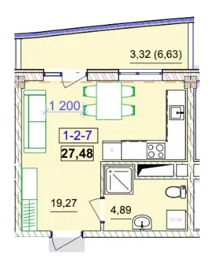 Студия · 27.48 м² · Unity Towers