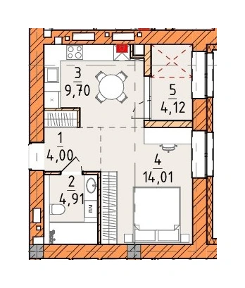 Однокомнатная квартира · 36.74 м² · Платинум Сити